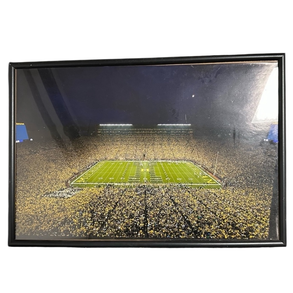 Framed Michigan Stadium Night Game Photo THE BIG HOUSE